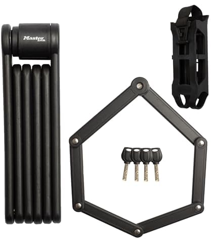Master Lock Faltschloss für Fahrräder Gehärtete Stahlglieder, 4 Schlüssel, inkl. Halterung und Befestigung, 84cm