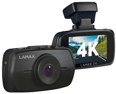 LAMAX C11 GPS 4K-Autokamera, 4K Dashcam, G-Sensor, 5-GHz-WLAN, Speicherkarte bis zu 256 GB, Loop-Aufnahme, Parkmodus, GPS, Mikrofon, Zeitrafferfunktion, Superkondensator, 3M-Magnethalterung