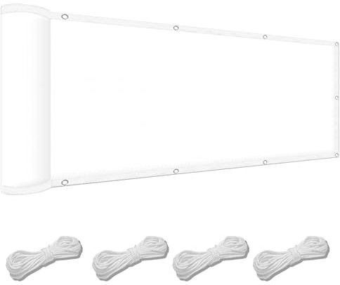 Sonnensegel 150 x 300 cm PES Windschutz Sonnensegel Rechteckig Uv-Schutz-Polyestergewebe mit Seil Beschattungsnetz für Pool Schwimmbad Und Gewächshaus, Weiß