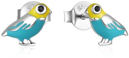 IMINI Süße Vogel Kleine Ohrringe 925 Sterling Silber Knorpelohrringe Ohrstecker Traugs Piercing-Ohrstecker Hypoallergener Ohrschmuck (Silber)