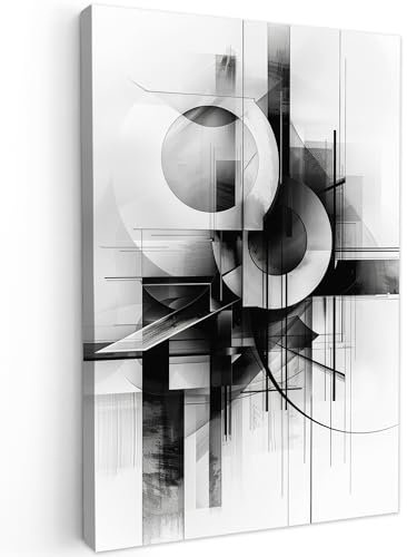 MuchoWow© Bild auf Leinwand Groß 80x120 cm XXL Schlafzimmer Bilder Badezimmer Wand Deko Wohnzimmer Moderne Wanddeko Bilderwand Geschenk Abstrakt - Kunst - Modern - Schwarz und weiß
