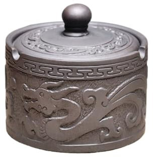 Aschenbecher Für Zuhause Mit Deckel – Runder Aschenbecher Mit Drachen- Und Phönix-Motiv, Rauchfreier Zylinder, Tragbarer Aschenbecher, Aschenbecher Für Zigaretten, Aschenbecher Mit Deckel Für U