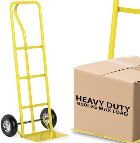 ZENO Sack Truck | Trolley Cart | Hand Trolley | Sack Barrow | Heavy Duty Trolley with Pneumatic Wheels | Can Hold 600lbs | Tyre Protection Plate | Yellow