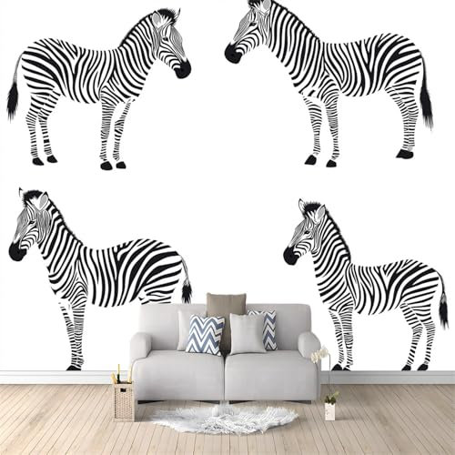 Vliestapete Weiß Wand Deko tapete Einfaches Tier Zebra tapete 250 x 175 cm Panoramawandbilder Für Wohnzimmer Und Schlafzimmer Große tapete Dekoration Tapete Wandschutzfolie