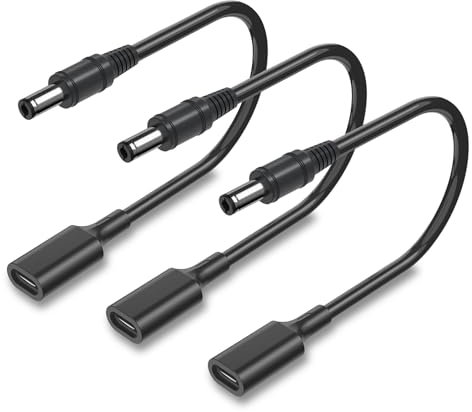 1Fuß PD 15W USB-C auf 5.5x2.1mm Adapter Kabel, 3 Stück Buchse auf DC Stecker 5V Adapter, USB C auf DC 5,5 x 2,1 mm Adapter Gemacht für Solarpanel, Tragbare Stromversorgung, Drucker, CCTV, LED Licht