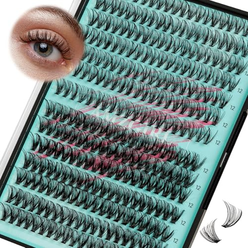 Lash Clusters Wispy 280PCS Eyelash Extension 30D 40D Cluster Lashes Individual Lashes DIY Lash Extension Natural Look Cluster Eyelash Extensions Soft False Eyelashes at Home for Beginners(12mm)