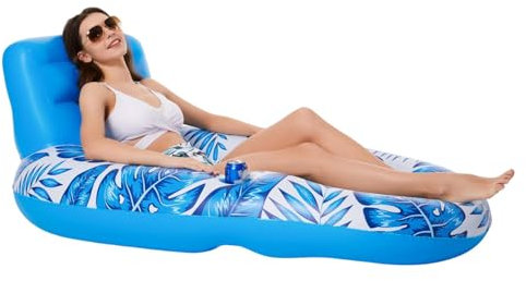 Inflatable Recliner Lounger, Floating Pool Chair, Water Recliner Float, Pool Beach Lounger, Inflatable Pool Raft, Floating Lounge Chair 62.99x47.24x27.56 inches for Garden Backyard, Pool and Beach