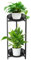 Plant Stand, 2 Tiered Metal Plant Stand Indoor, Black Corner Plant Shelf for Outdoor Multiple Plants, Flower Pot Holder Display Stand for Balcony Living Room Garden Patio