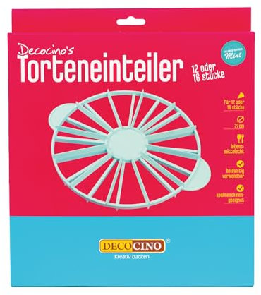 DECOCINO Torteneinteiler - 12 oder 16 Stück, bestehend aus Kunststoff, zum Schneiden von Torten, beidseitig verwendbar, rund