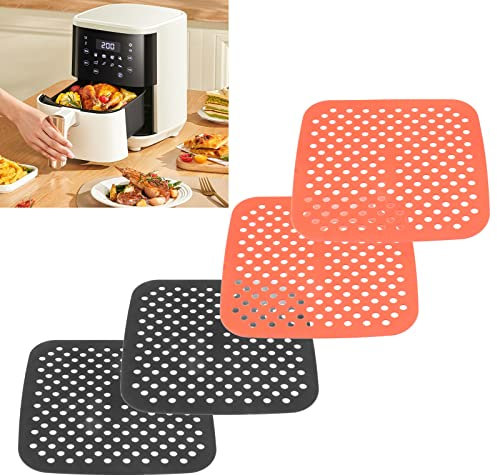 Air Fryer Liner Lot de 4 tapis de cuisson à air réutilisables en silicone, non épineux, résistants à l'huile pour le four, 18,5 cm
