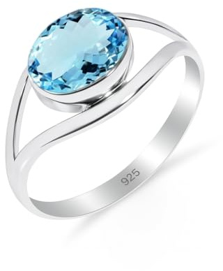 Ring Damen 925 Sterling Silber, Ring mit Naturstein Hochzeit, Verlobung Solitärring Klassischer Designring RB-01-P