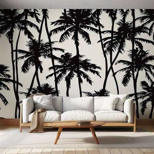 NOGAWA Papier Peint Motif Palmier, 3D Panoramique Papier Peint Tropical, Papier Mural Decoratif Pour Salon, Chambre, Tapisserie Murales, Décoration Murale 400x280cm