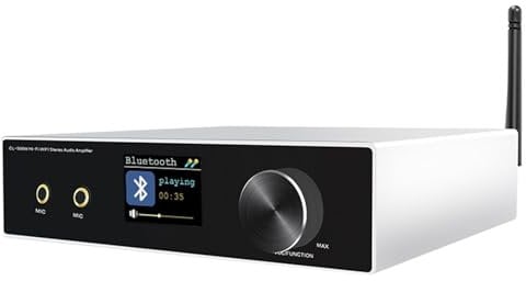 HI-FI Stereo Karaoke Amplifier, Audio Bluetooth 5.0 Amplifier, with LCD Display, Volume Control Knobs, Support HDMI ARC Return, Dual Microphone, for Home Theater Speakers