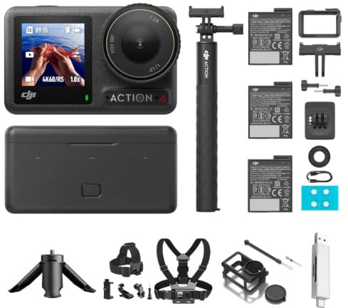 DJI Osmo Action 4 Adventure Combo Unterwasserkamera (Mehrere Zubehörteile Bundle)