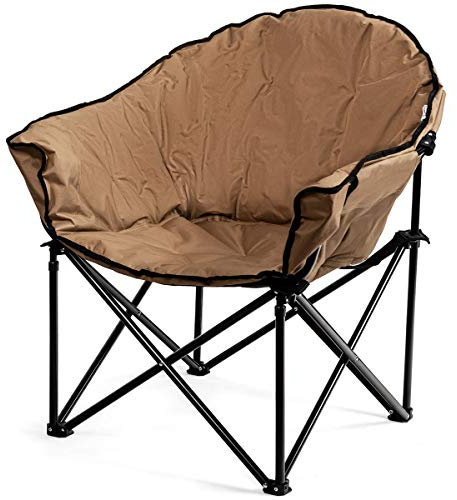 COSTWAY Übergroßer Campingstuhl, faltbares Campingsofa mit Getränkehalter, Campingsessel mit hoher Rückenlehne, gepolsterter Klappstuhl, Moonchair für Outdoor, Garten, Camping