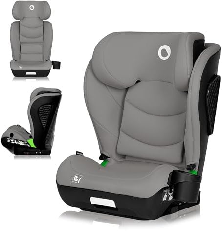 LIONELO NEAL I-SIZE Siège auto enfant, groupe 2 3, de 100 à 150 cm De 3 à 12 ans environ Fixation ISOFIX ou sans harnais Appuie-tête réglable Protection latérale Accoudoirs Standard R129 (Grey)