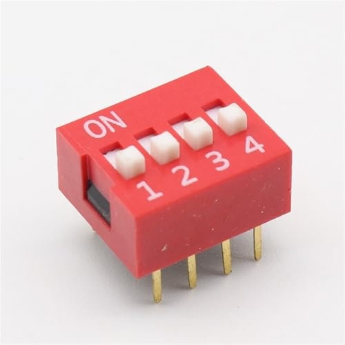 Módulo de interruptor deslizante de 2,54 mm, 4 bits, 4 posiciones, paso DIP rojo, 10 unidades