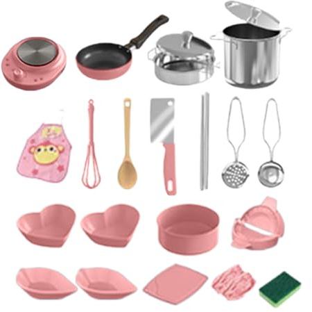 Accessoires de Cuisine Jouet - Ensemble de Batterie de Cuisine pour | Petit Ensemble Ustensiles de Réalistes et Éducatifs pour Jeu de Rôle à la Maison