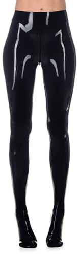 IOKUKI Latex-Leggings für Damen,Schwarze Latexhosen mit Reißverschluss im Schritt,Geeignet für Gummi Party Kleidung