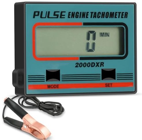 Anosuwa Compte-tours Numérique à Induction, Tachymètre LCD Précis avec Compteur d’Heures (jusqu’à 30.000 tr/min), pour Tronçonneuses, Tondeuses, Motos et Motoneiges