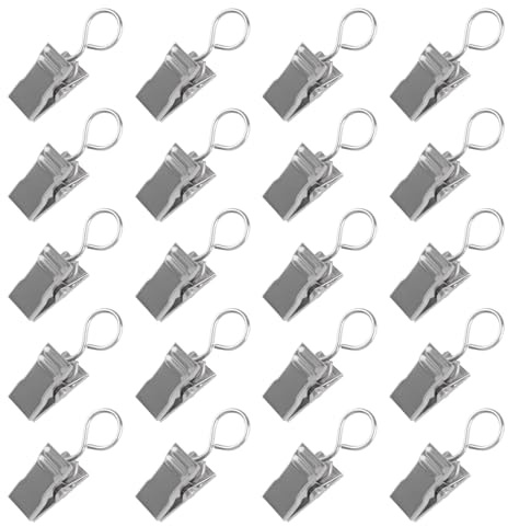 UFURMATE Lot de 20 petites pinces crocodiles en métal argenté avec noyau en acier pour sacs alimentaires, dessins à la maison, cuisine, bureau (argent)