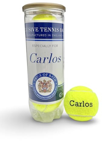Price of Bath 3 personalisierte farbige Tennisbälle in Einer individuell beschrifteten Tube | Individueller Textaufdruck! | Auswahl aus 10 Farben | Hergestellt in Großbritannien | (Gelb)