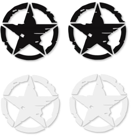 EAVUYIS 4 Pezzi Adesivo Stella Militare, 15 x 15cm Adesivo Per Auto, Adesivi Moto, Car Sticker, Adesivi per 4x4 off Road Decalcomanie per Auto Moto