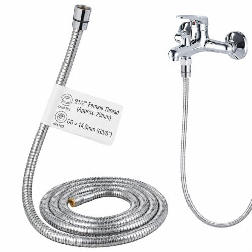 Healeved 2m Stainless Steel Shower Hose for Bathroom Handheld Sprayer, Flexible Pull-Out Connector Tube with Leakproof Male Female Thread, Suitable for Hot Cold Water Faucets