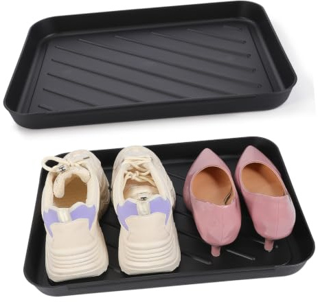 Bandeja para Zapatos de Entrada Negra de Pp, 1 Pieza, Resistente | Pasillo y Cocina, Mantiene el Suelo Seco y Limpio, Uso Múltiple para Plantas y Calzado
