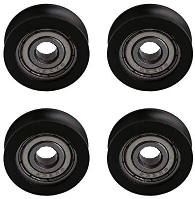 Winwill® 4Pcs 5 * 20 * 7mm negro POM recubierto rodamiento de bolas de rueda de rueda para muebles de polea
