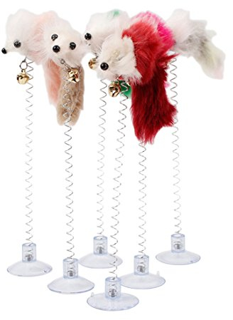 BestMall Cat Ball Feather Wand Toys With Strong Suction Cups Window Kitten Cute for Interactive Kitten Funny Teaser Wand,Indoor Kitty Stick Toy,Pet Activity Chaser Toy for Playing Training Exercise