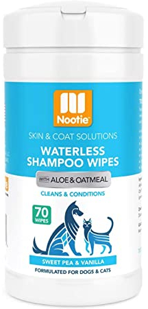 Nootie Waterless Shampoo Wipes for Dogs & Cats - Sweet Pea & Vanilla, 70 Pack