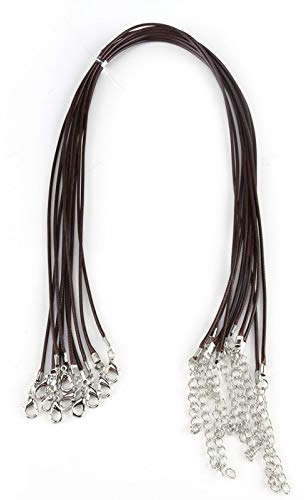10 Stücke 1,5mm 18 Zoll Wachsschnur Halsketten Kette Geflochtene Kunstleder Schnur Seil mit für DIY Schmuck(braun)