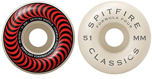 Spitfire Formula Four Classics 99 Tabla de Skate, Unisex Adulto, Rojo, 51 mm