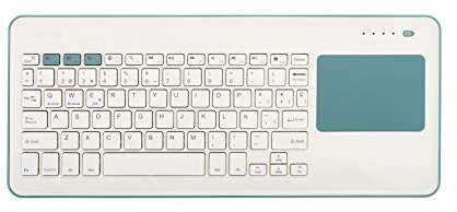 Silver HT - Teclado Inalámbrico con Touchpad para Smart TV, Smartphones, Tablets, iPhone, iPad y Videoconsolas - White + Blue. Teclado en Español. Contiene la Letra Ñ.