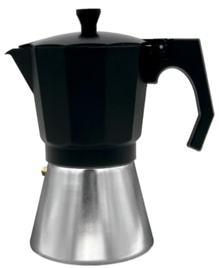 Bastilipo - Cafetera italiana de aluminio de 9 tazas, color negro, Mokka induccion 9N