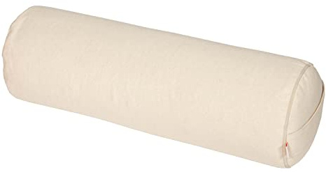 Yogabox Yogabolster Basic für Yin-Yoga, Ø22 cm, Yoga Rolle mit Buchweizenschalen Füllung, Waschbarer Bezug aus 100% Baumwolle, Yoga Bolster Rolle für Restorative Yoga, Natur