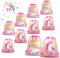PHOGARY 10 Pezzi Borsa Regalo Unicorno Borsa da Coulisse Zaino Unicorno Borsa di Caramelle Unicorno Sacca da Palestra per Bambini Ragazze Regalo Sacchetto Feste Compleanno (Stampa Fronte-Retro)