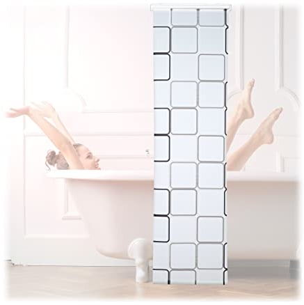 Relaxdays Tenda a Rullo Square, Impermeabile, Vasca & Doccia, Montaggio a Soffitto, 60x240 cm, Semitrasparente, Acciaio, 240 x 60 x 5 cm
