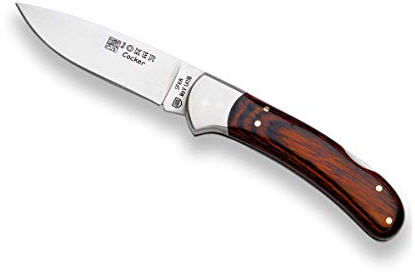 joker Coltello da tasca Cocker con cache in legno rosso, ghiera in acciaio inox, polsino resistenza, 135 gr, 9 cm, NR47 Multiuso per attività di Sopravvivenza All'aperto