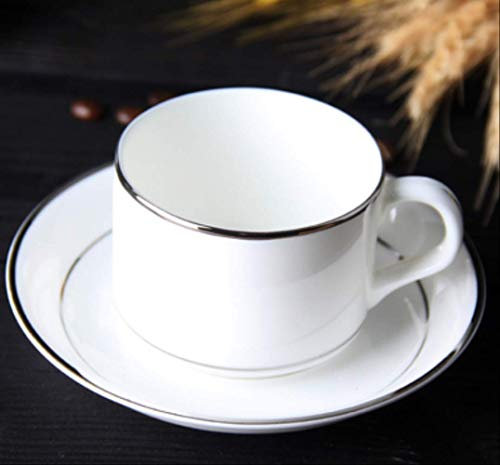 Set Tazza E Piattino Da Caffè Bone China Di Alta Qualità Con Cucchiaio Set Da Tè Pomeridiano (Bordo Argento)