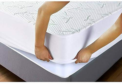 Umberto Ravelli Protège Matelas imperméable Bambou, Bonnet 35 cm, (160_x_200_cm)