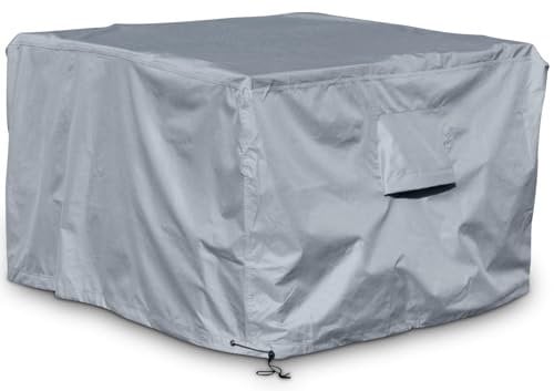 Kingsbridge Cube Garden Furniture Cover, 120cm, 600D Heavy Duty Fabric, Double Stitching, Waterproof, Anti UV, Breathable, Rip Proof, Grey Outdoor Rattan Square Patio Table Protector 120 x 120 x 74cm