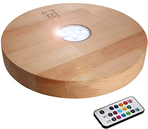 Kaya LED Untersetzer, mit LED und Fernbedienung, Wasserpfeifen Zubehör (Buche, Ø 30cm)