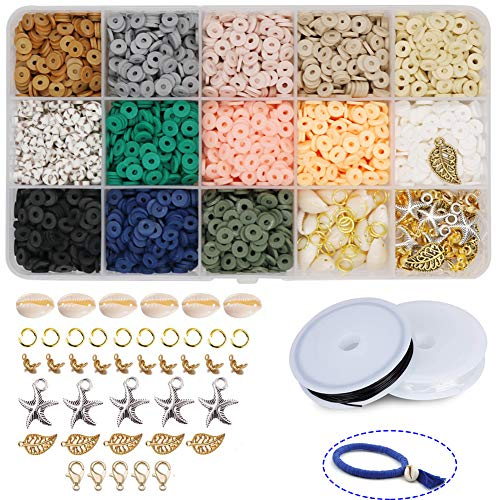 Potosala 2600pcs 6mm Polymer Clay Flachperlen Vinyl Scheibenperlen Handgefertigte Perlen Scheibe Flache Runde Perlen Lose Abstandsperlen für Armband Ohrring Halskette Schmuckherstellung (2600pcs)