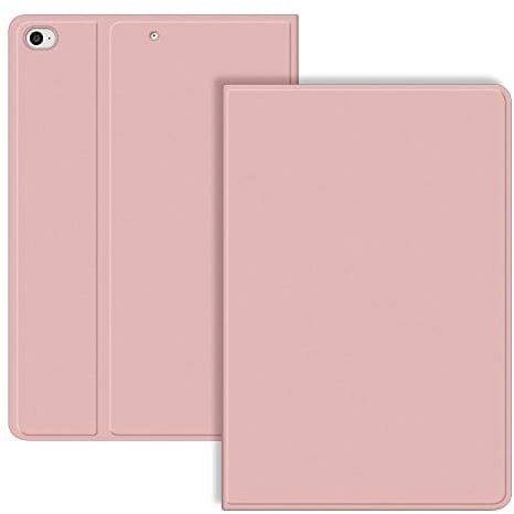 VAGHVEO Coque pour iPad 9.7 2017/2018, iPad Air1/Air 2 Flexible Étui Housse Smart Case (Réveil/Sommeil Automatique) Cover Arrière TPU Souple avec Porte-Stylo pour Apple iPad 5e/6ème/Air 1/2, Rose