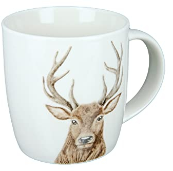 GILDE - 49995 - Kaffeebecher, Hirsch, Porzellan, 8,5cm x 9cm, 350ml
