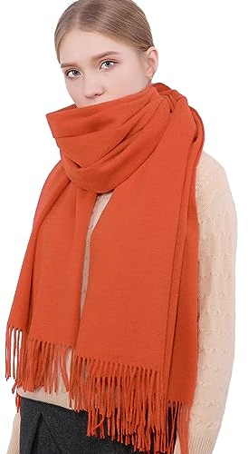 RIIQIICHY Damen Schal Orange Stola Festlich für Abendkleid Pashmina Schals Tücher für Frauen Hochzeit Schultertuch Frühling Winter Schal Warme Kuschelig