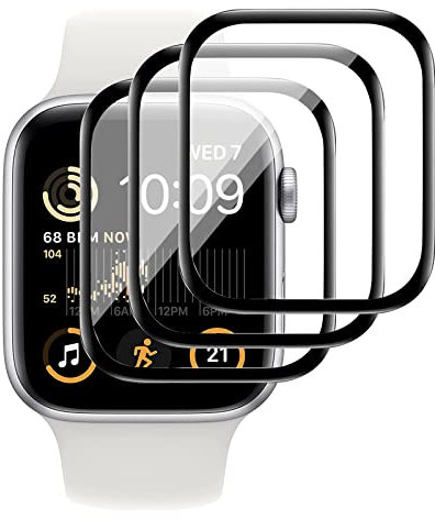 Screen Protector for Apple Watch SE 2nd Gen 40mm, KZIOACSH 3 Pack Full Coverage 3D Curved Edge Anti-Scratch Protective Film Flexible PET Anti-Fingerprint Bubble Free Transparent Screen Protector Cover