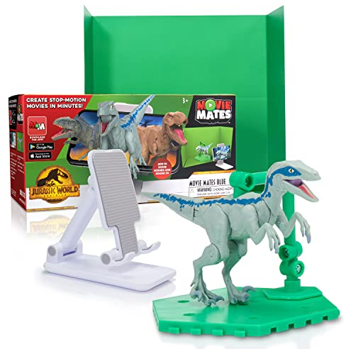 WOW! STUFF Jurassic World MovieMates Dinosaurier-Spielzeug, Blaue Actionfigur, Hyper beweglich und App, offizielles Jurassic World und Dominion Dinosaurier-Spielzeug für Kinder ab 3 Jahren